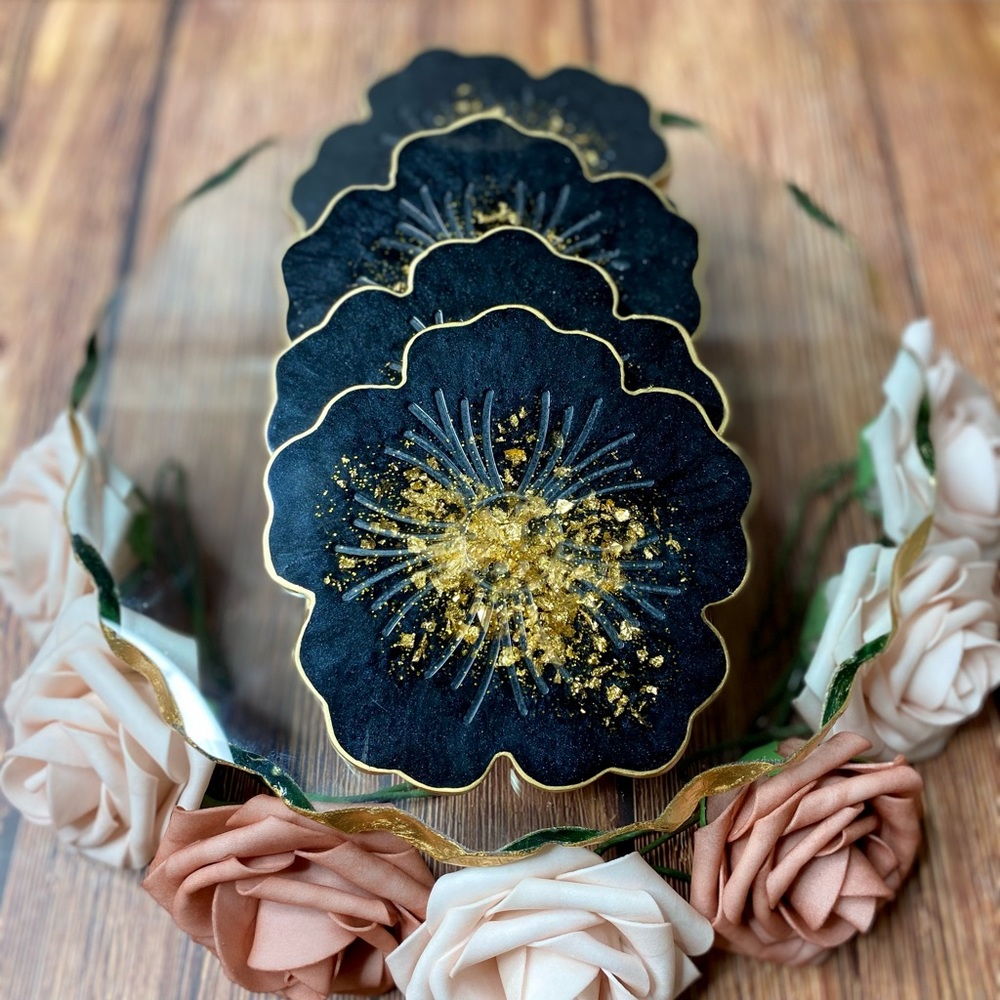 🎉HP Flower Resin Coasters / Set of 4 Coasters - Picture 2 of 6
